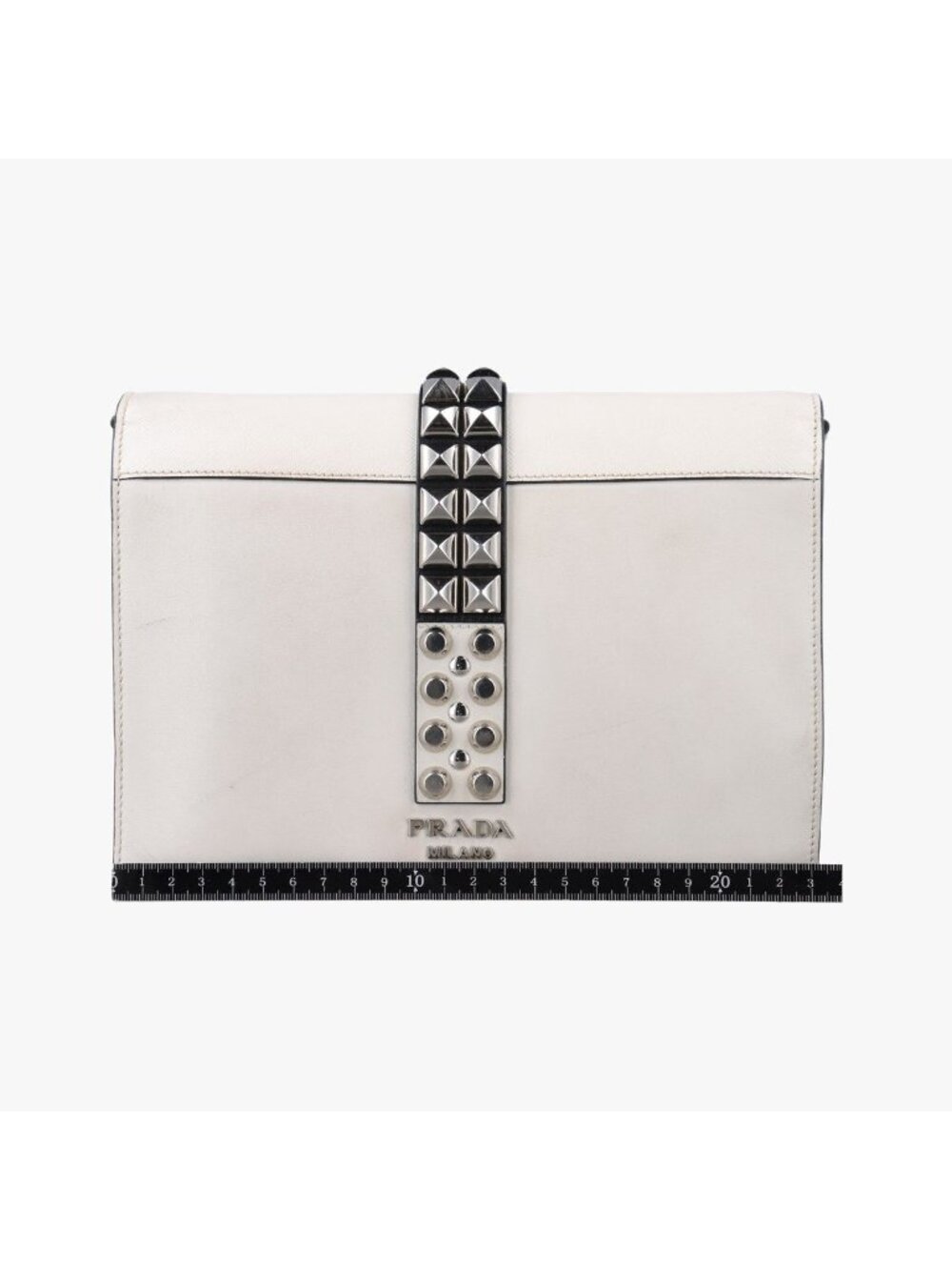 ★SOLD★ Prada Electra Studs White Leather 7 Messenger Bag - Picture 2 of 15